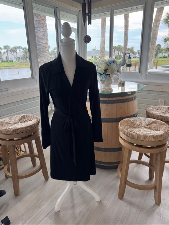 Calvin Klein Dresses & Skirts - Calvin Klein Black Long Sleeve Wrap Dress with Tie